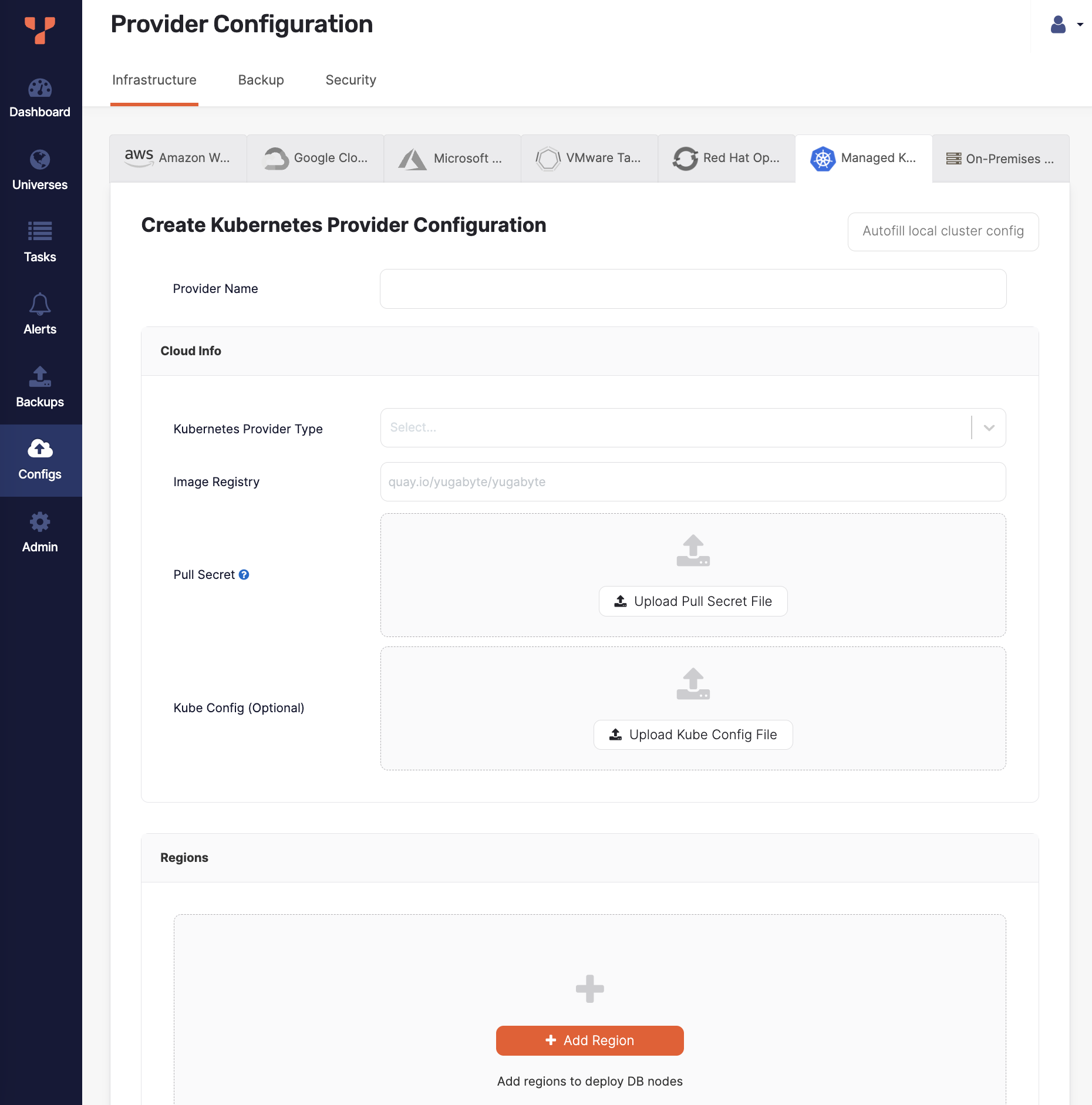 Create Kubernetes provider Create Kubernetes provider